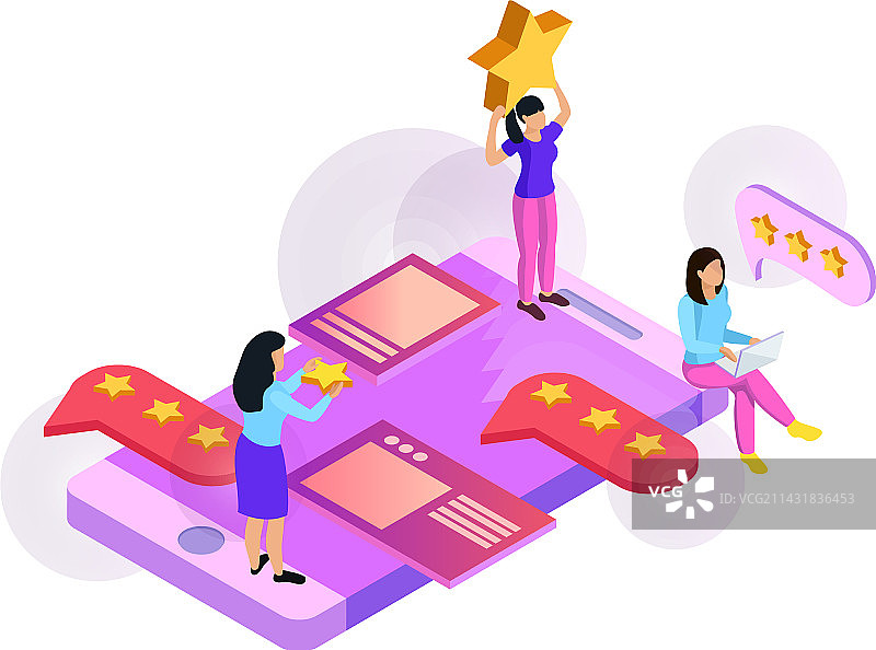 客户关系管理智能手机2.5D合成图片素材