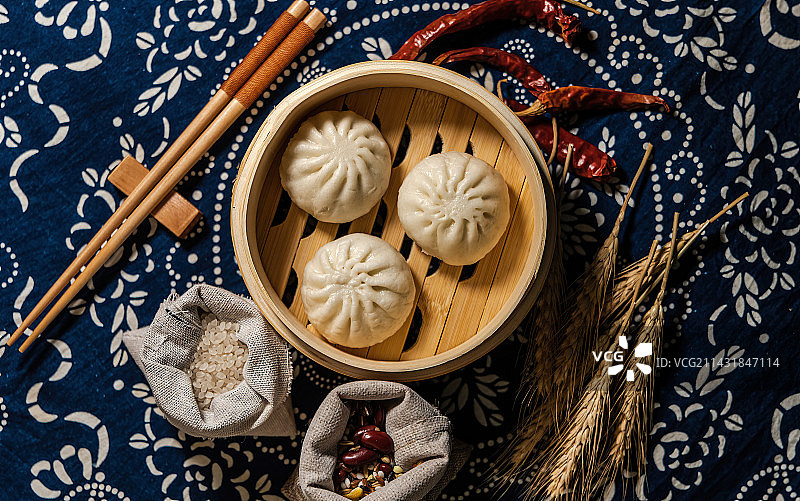 中国传统美食小笼包蟹黄包肉包美味食物图片素材