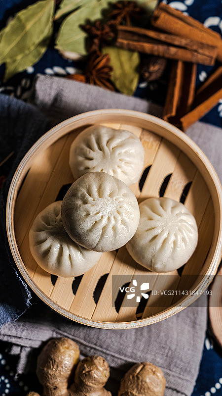 中国传统美食小笼包蟹黄包肉包美味食物图片素材