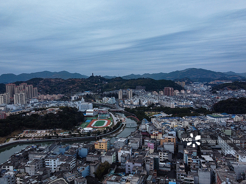 柘荣县 龙溪 文昌南路 仙屿公园 河滨西路 图书馆 航拍图片素材