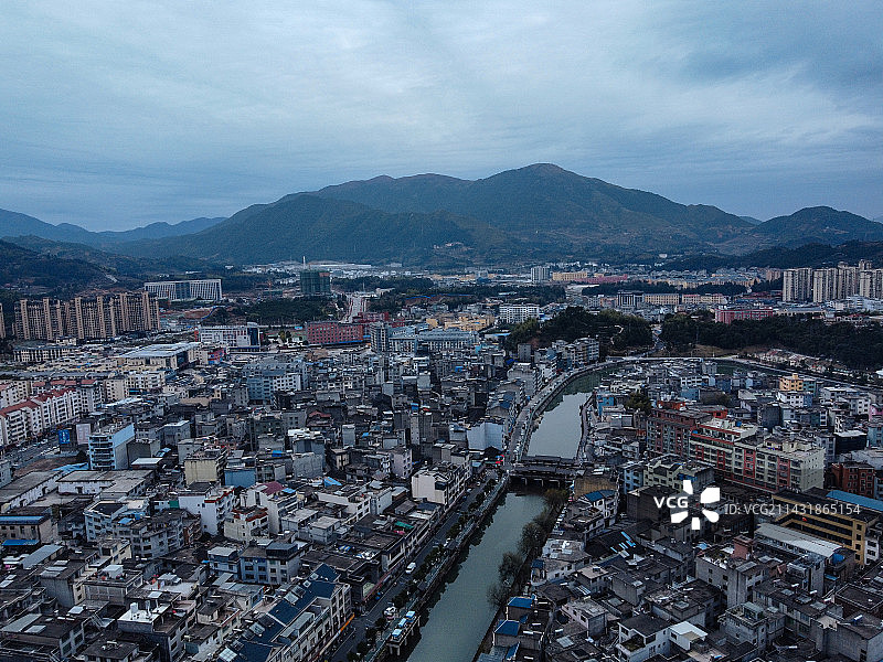 柘荣县 龙溪 文昌南路 仙屿公园 河滨西路 图书馆 航拍图片素材