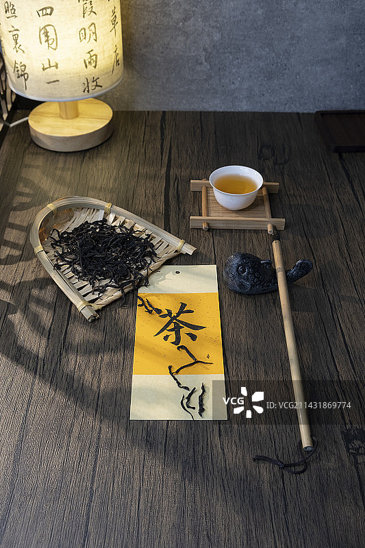 中国传统文化书法毛笔字茶叶茶文化图片素材