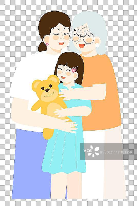 祖孙三代拥抱在一起图片素材