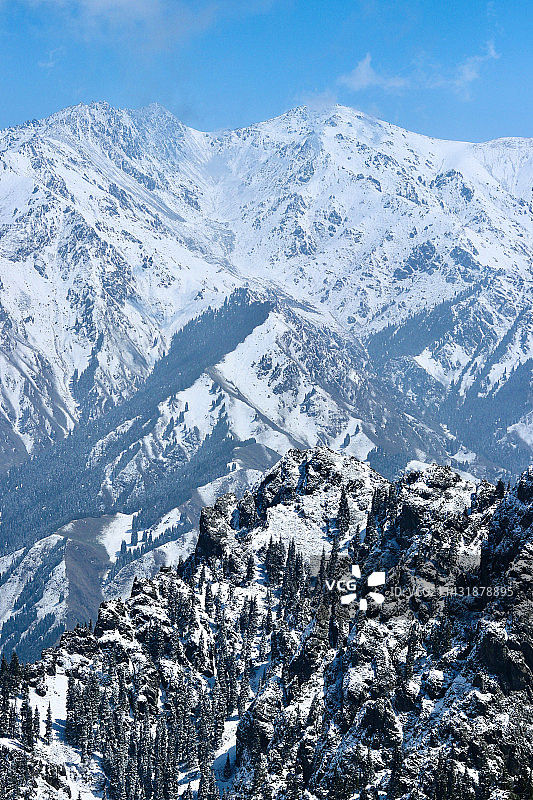 新疆维吾尔自治区昌吉市天山天池雪山风光图片素材