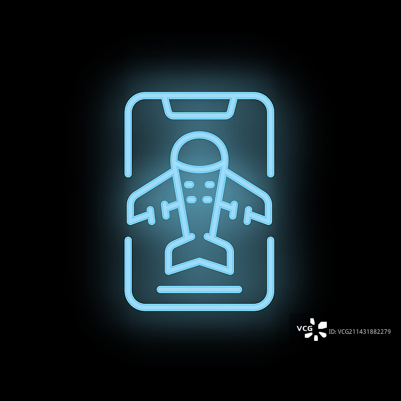 飞机虚拟旅行霓虹灯图标图片素材