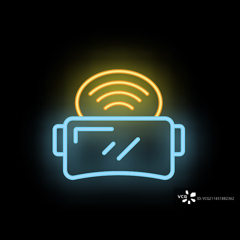 WIFI VR头显霓虹灯图标图片素材