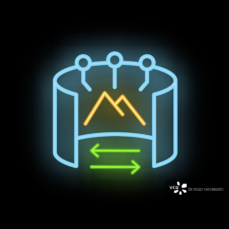 霓虹山脉虚拟旅行图标图片素材