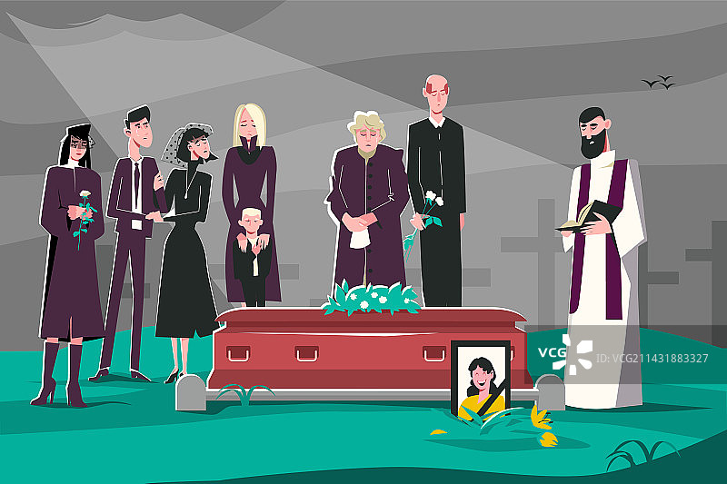 扁平风葬礼场景设计图片素材