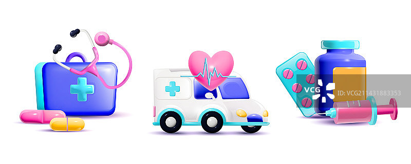 卡通医药用品组合图片素材