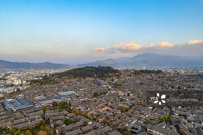 云南省丽江古城风光航拍图片素材