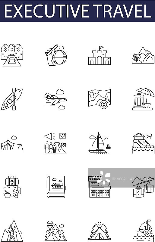 高管旅行线条图标和标志图片素材