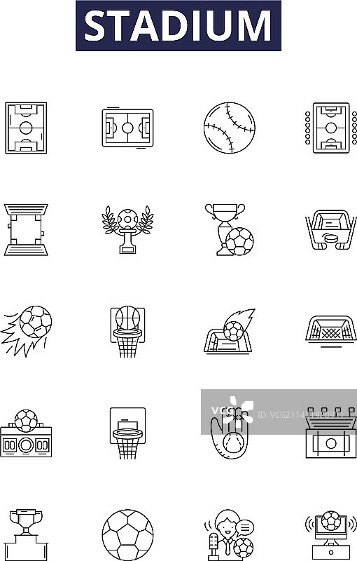 体育场线条图标和竞技场标志图片素材