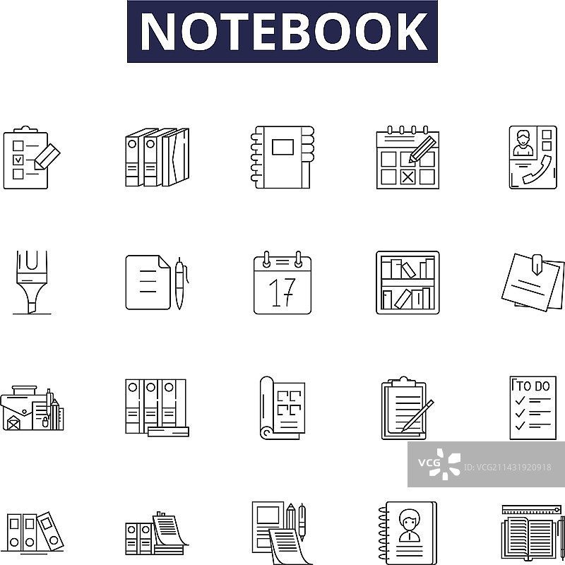 笔记本线条图标和标志日记图片素材