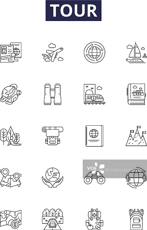 旅行线路图标和旅程标志图片素材