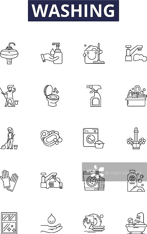 清洗线图标和擦拭标志图片素材