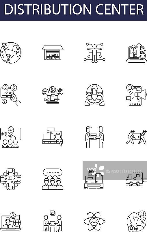 配送中心线性图标和标志图片素材