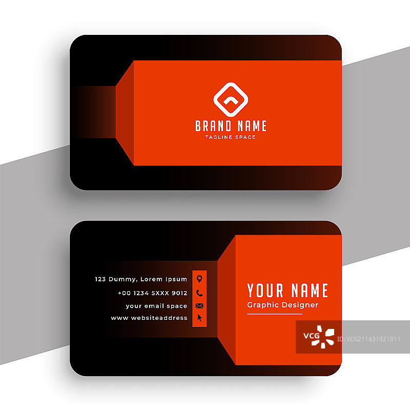 黑色和橙色几何商务名片模板图片素材
