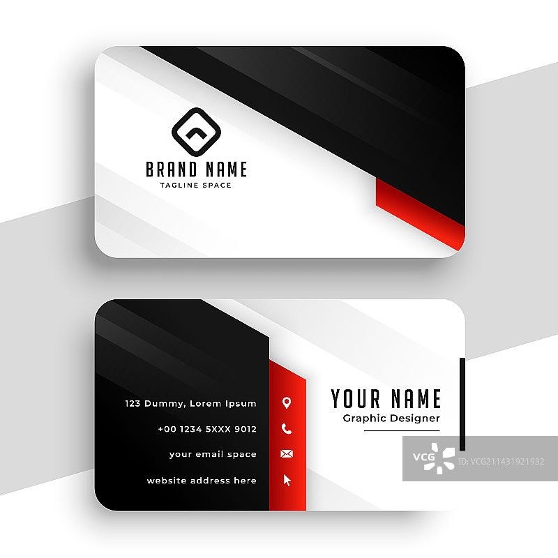 时尚的红色主题商务名片模板设计图片素材