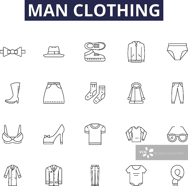 男士服装线条图标和牛仔裤标志图片素材