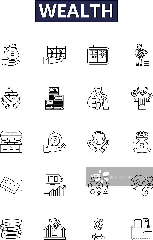 财富线性图标与标志图片素材