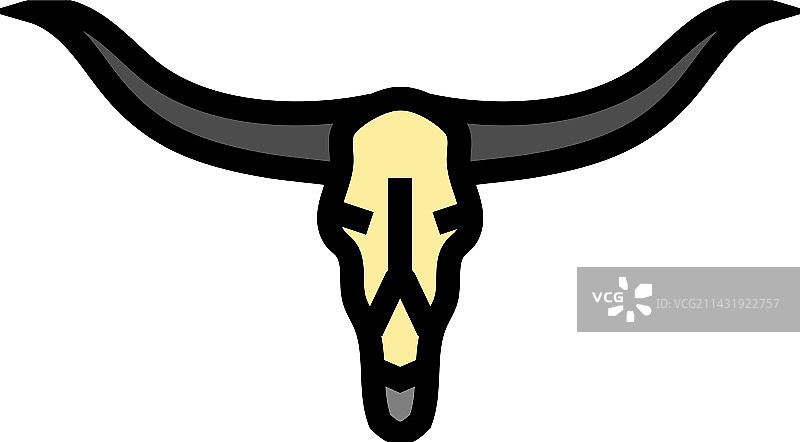 长角牛头骨角动物彩色图标图片素材
