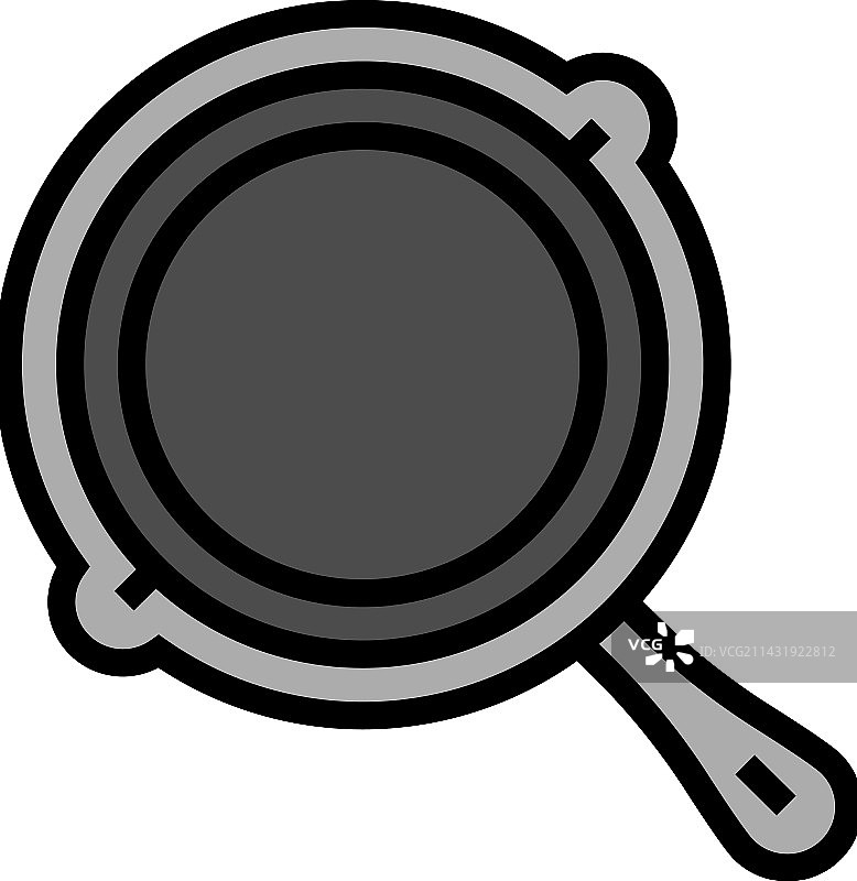 铸铁煎锅厨房炊具彩色图标图片素材