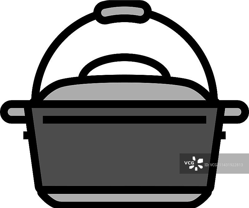 彩色铸铁荷兰烤箱厨具图标图片素材