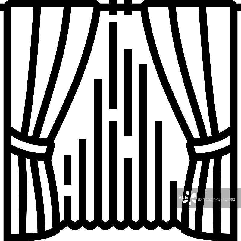 卧室遮光窗帘内饰线条图标图片素材