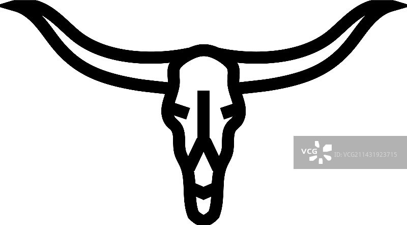 长角头骨动物线条图标图片素材