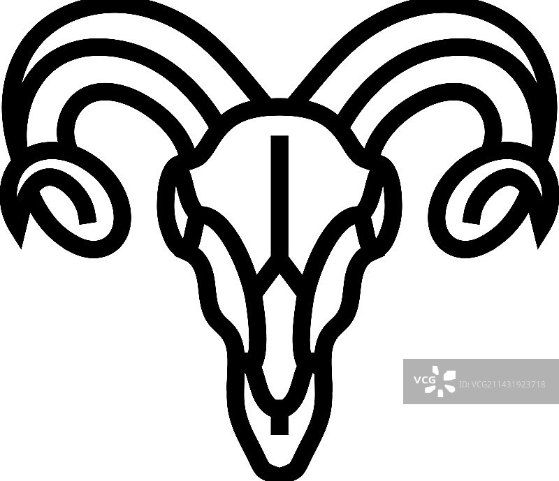 骷髅公羊角动物线条图标图片素材