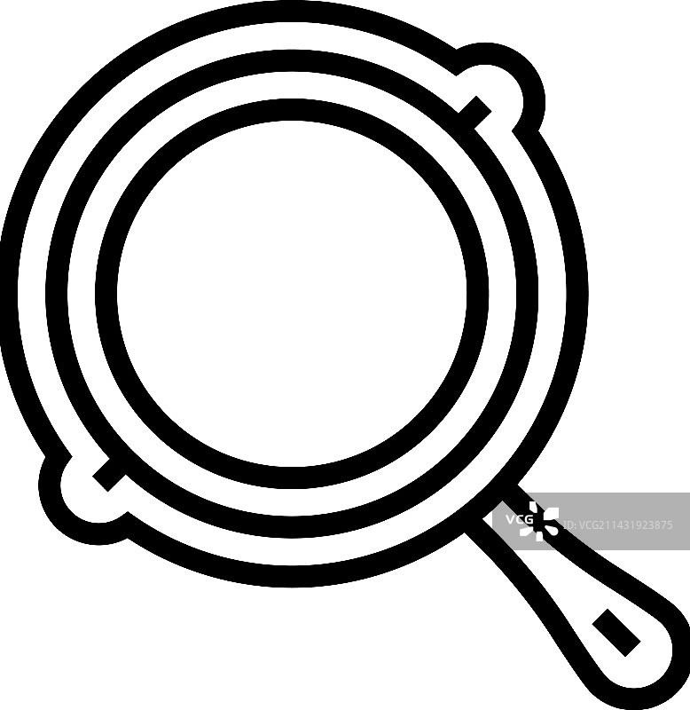 铸铁煎锅厨房炊具线条图标图片素材