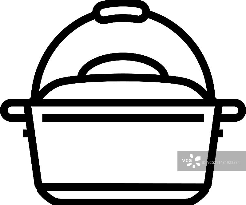 铸铁荷兰烤箱厨具线性图标图片素材