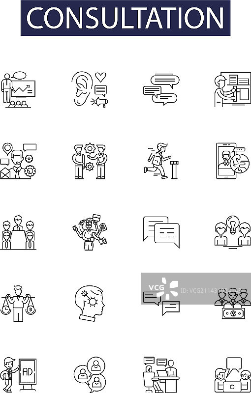 咨询服务线性图标和标志图片素材