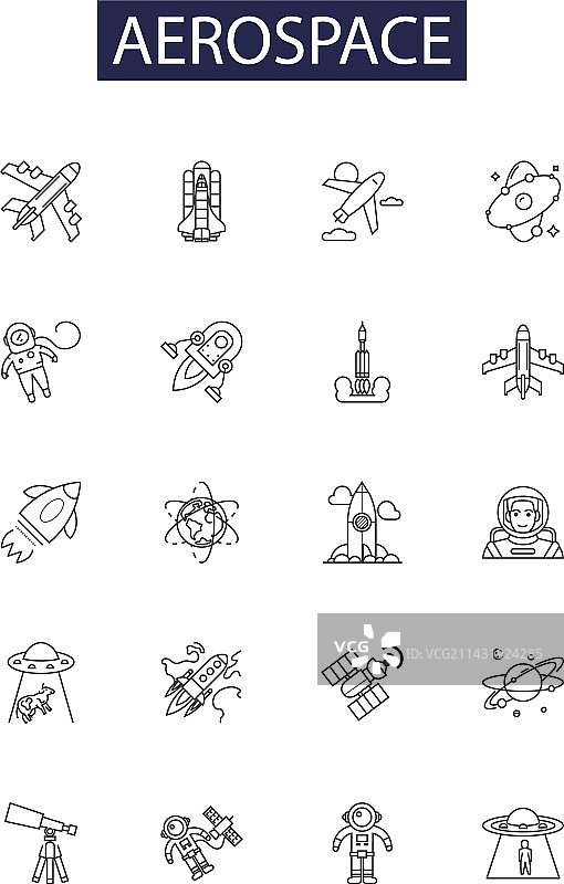 航空航天线性图标和标志图片素材