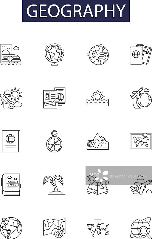 海洋地理线条图标和标志图片素材