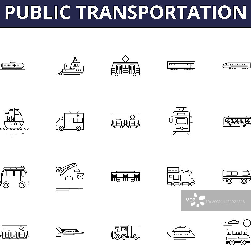 公共交通线路图标和标志图片素材