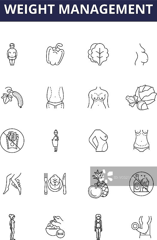 体重管理线性图标和标志图片素材