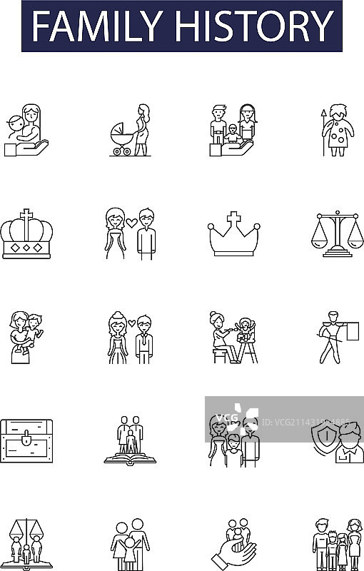 家庭历史线性图标和标志图片素材