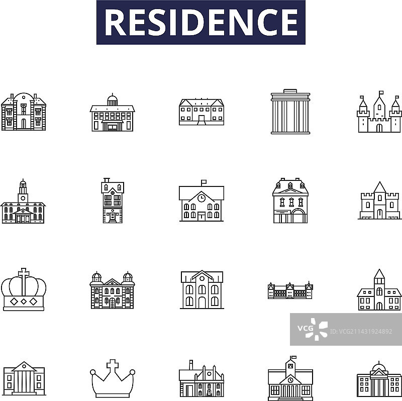 住宅线条图标和住所标志图片素材