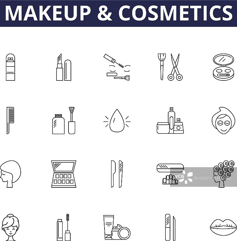 化妆品线性图标和标志图片素材