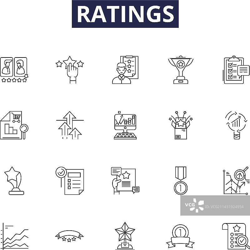 评分线性图标和标志图片素材