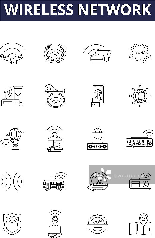 无线网络线性图标和标志图片素材