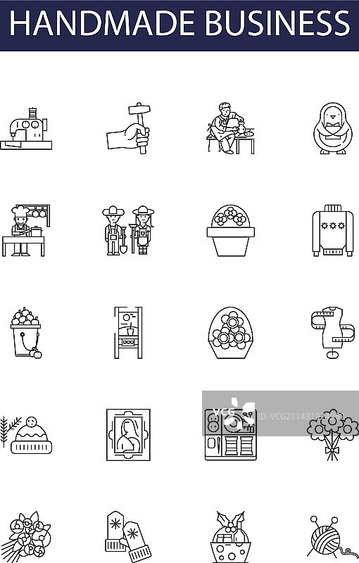 手工商业线条图标和标志图片素材