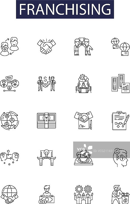 特许经营线性图标和标志图片素材