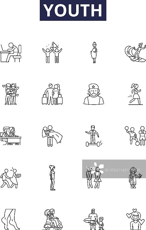 青少年线条图标和标志图片素材