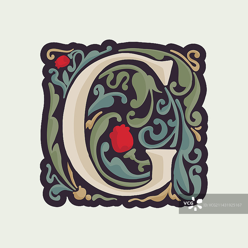 字母G曲线叶子logo图片素材