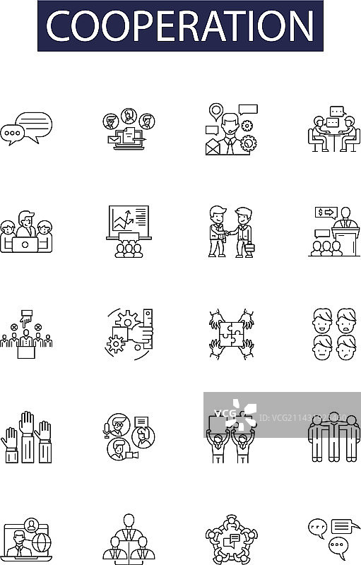 合作线性图标和标志图片素材