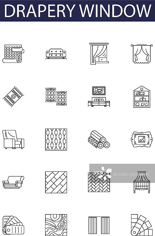 窗帘线条图标和标志图片素材