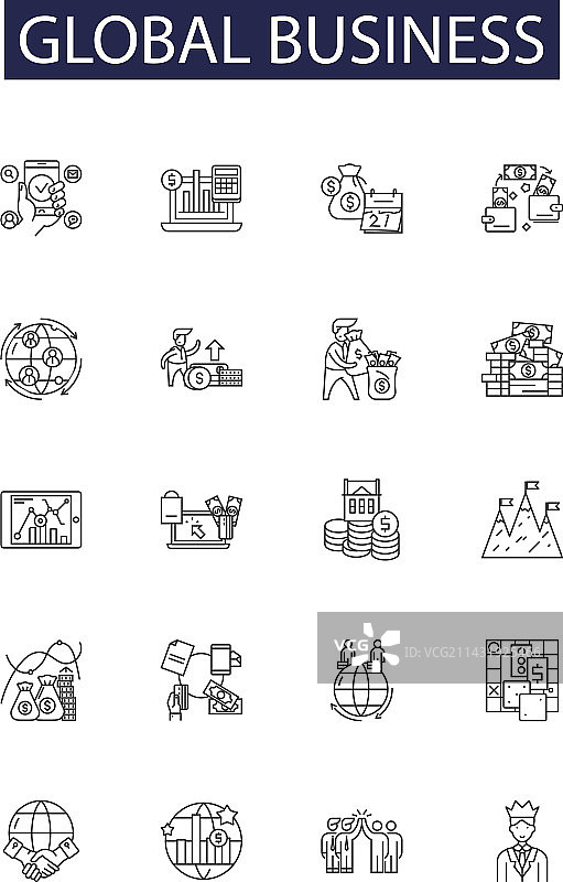 全球商务线性图标和标志图片素材