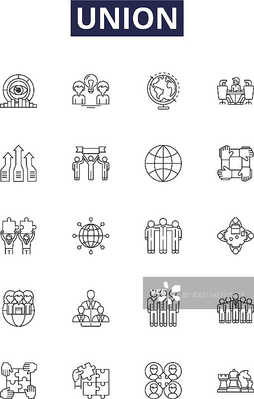 联合线条图标，联盟与团结图片素材